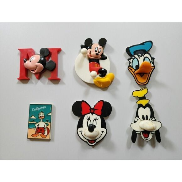 Lot of 6 Vintage Mickey Mouse‎ Disney Refrigerator Magnets - Picture 1 of 9